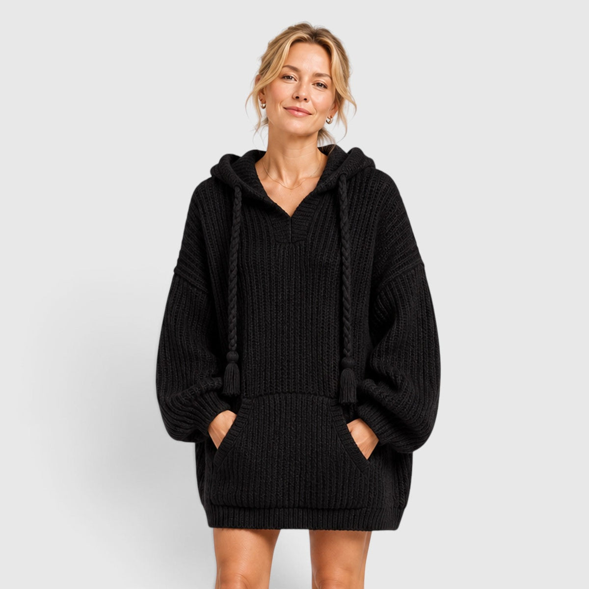 Women's Oversized Hooded Knit Jumper