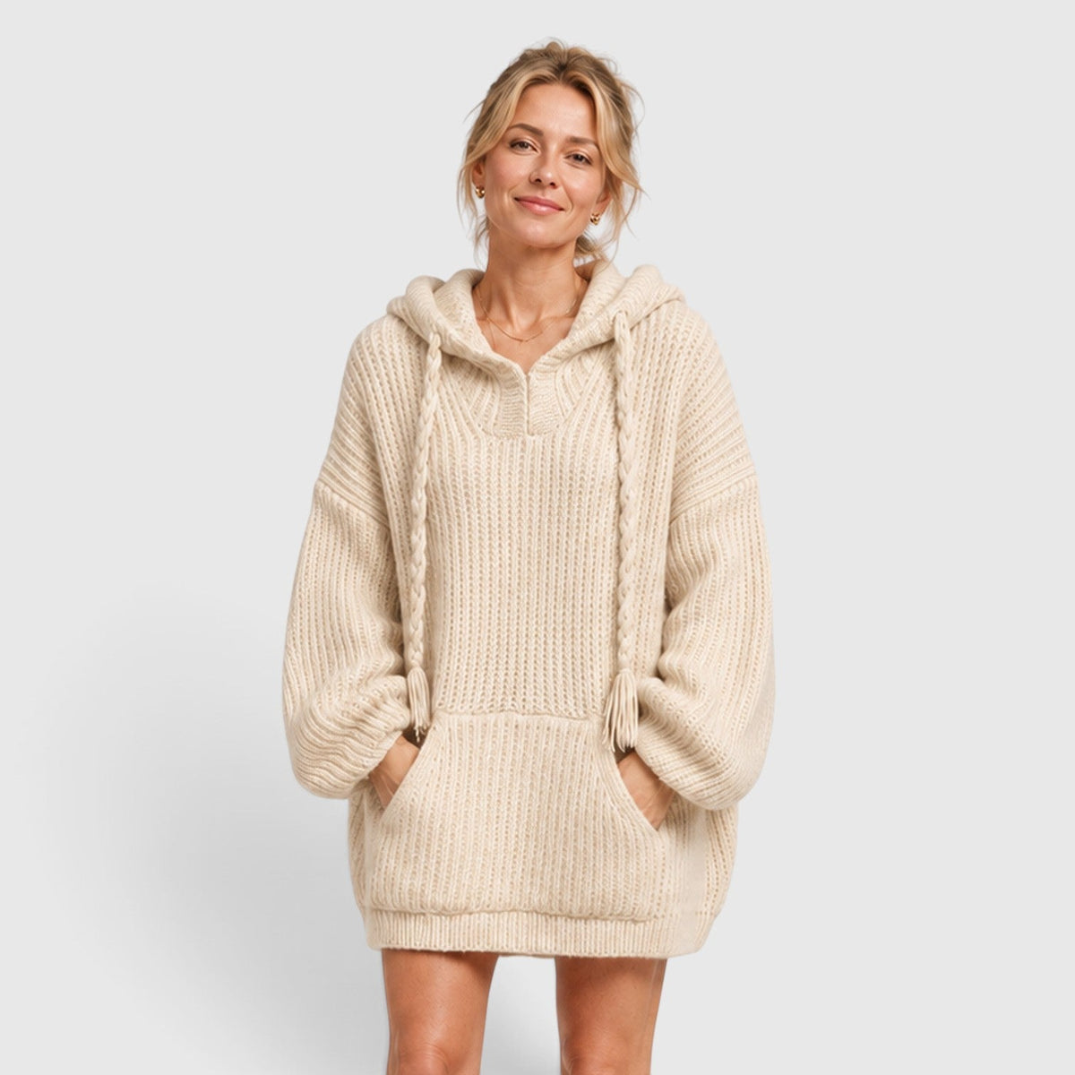 Women's Oversized Hooded Knit Jumper
