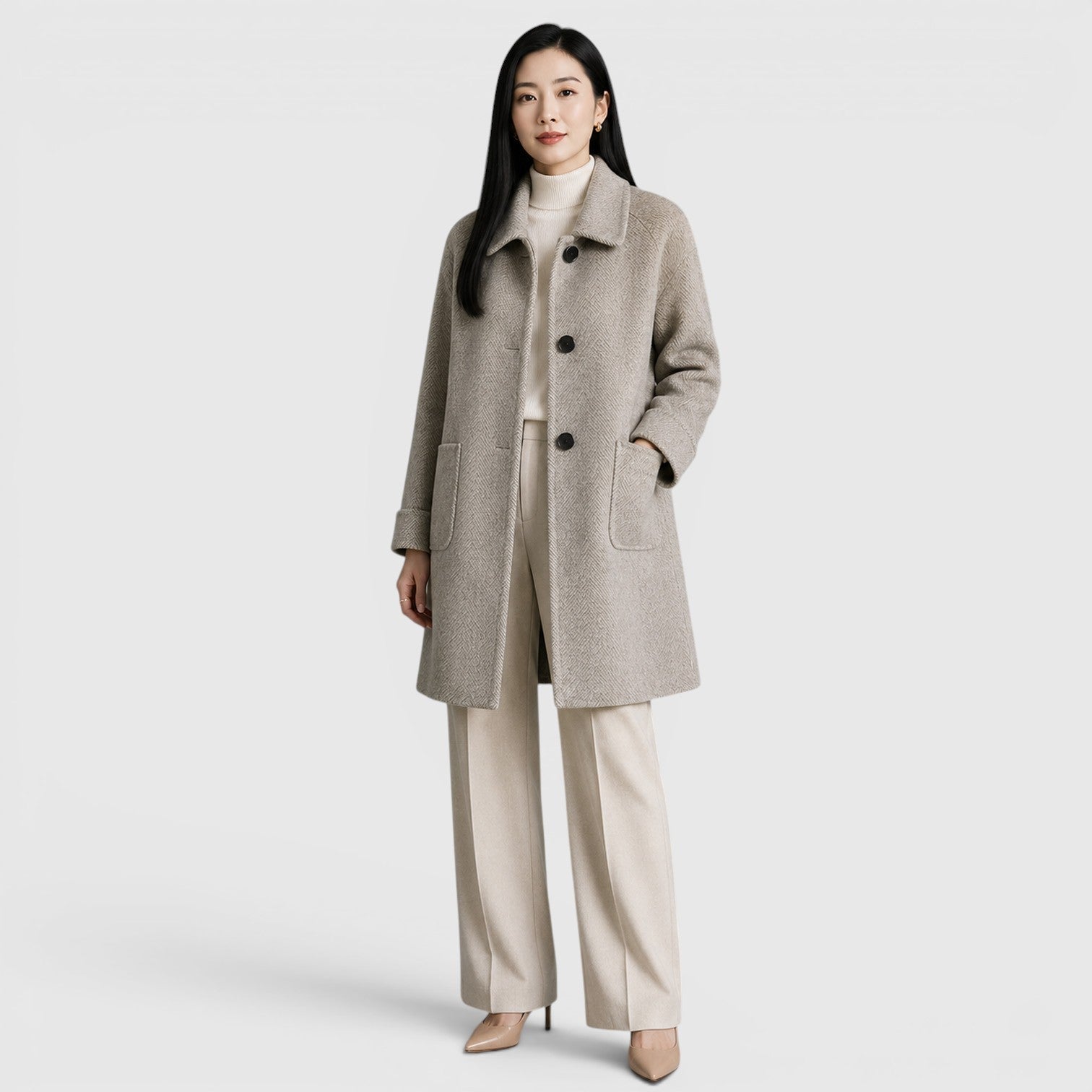 Women's Tailored Long Coat for Business Casual