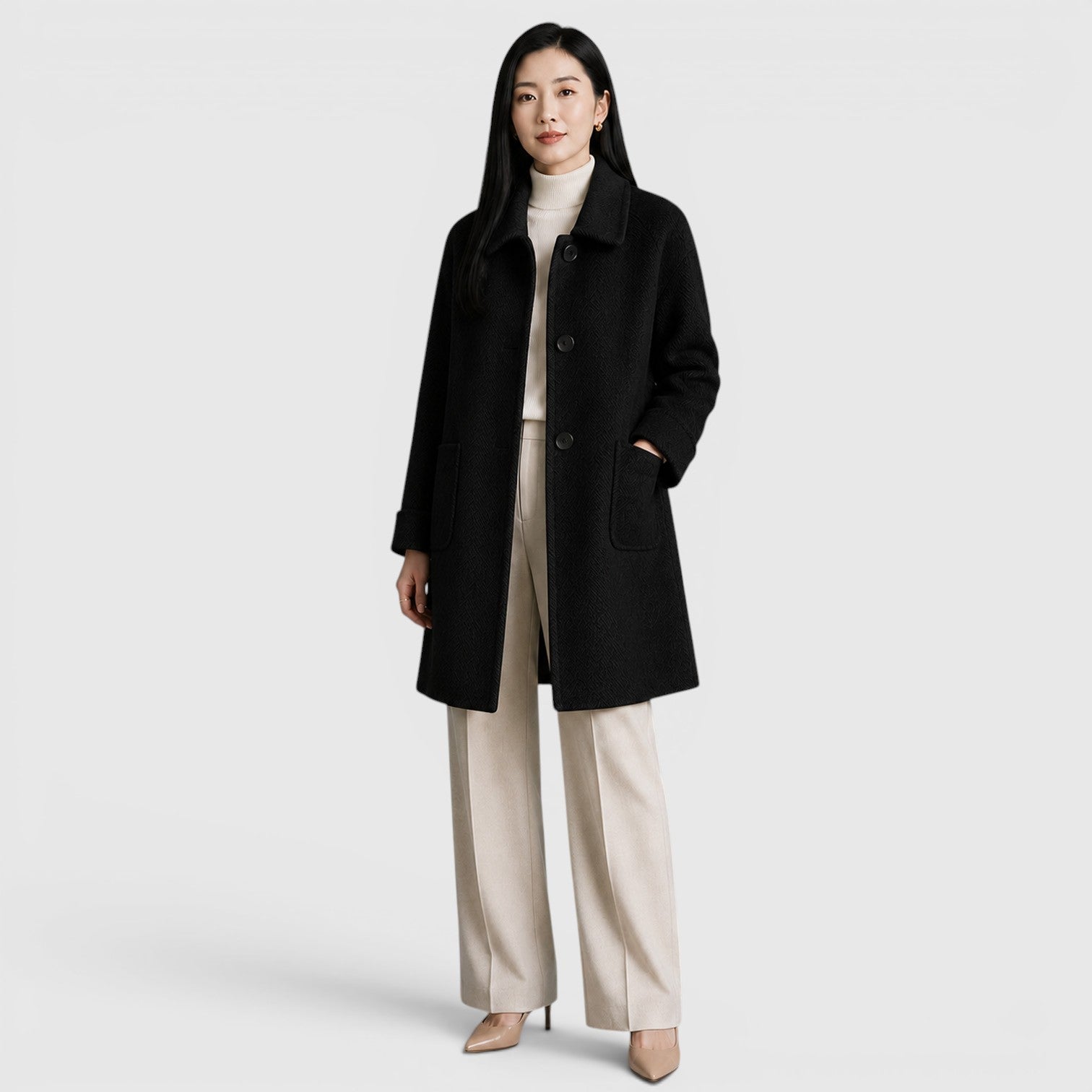 Women's Tailored Long Coat for Business Casual