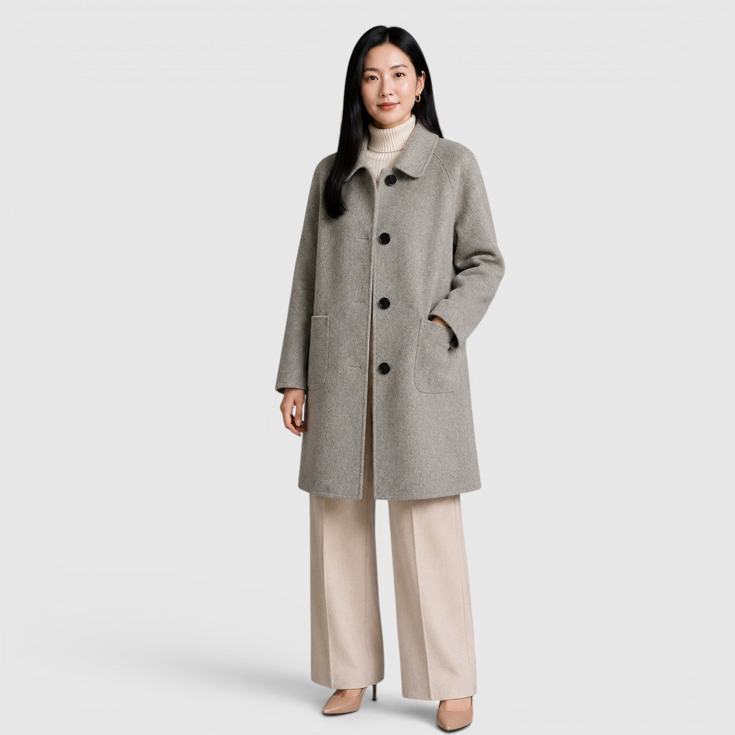 Women's Tailored Long Coat for Business Casual