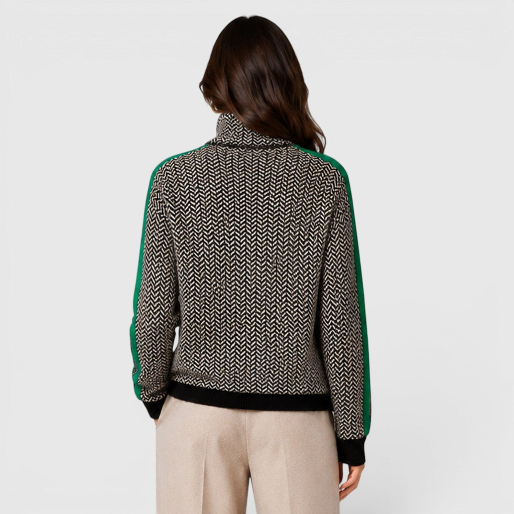 Women's Loose Fit Color Block Turtleneck Jumper