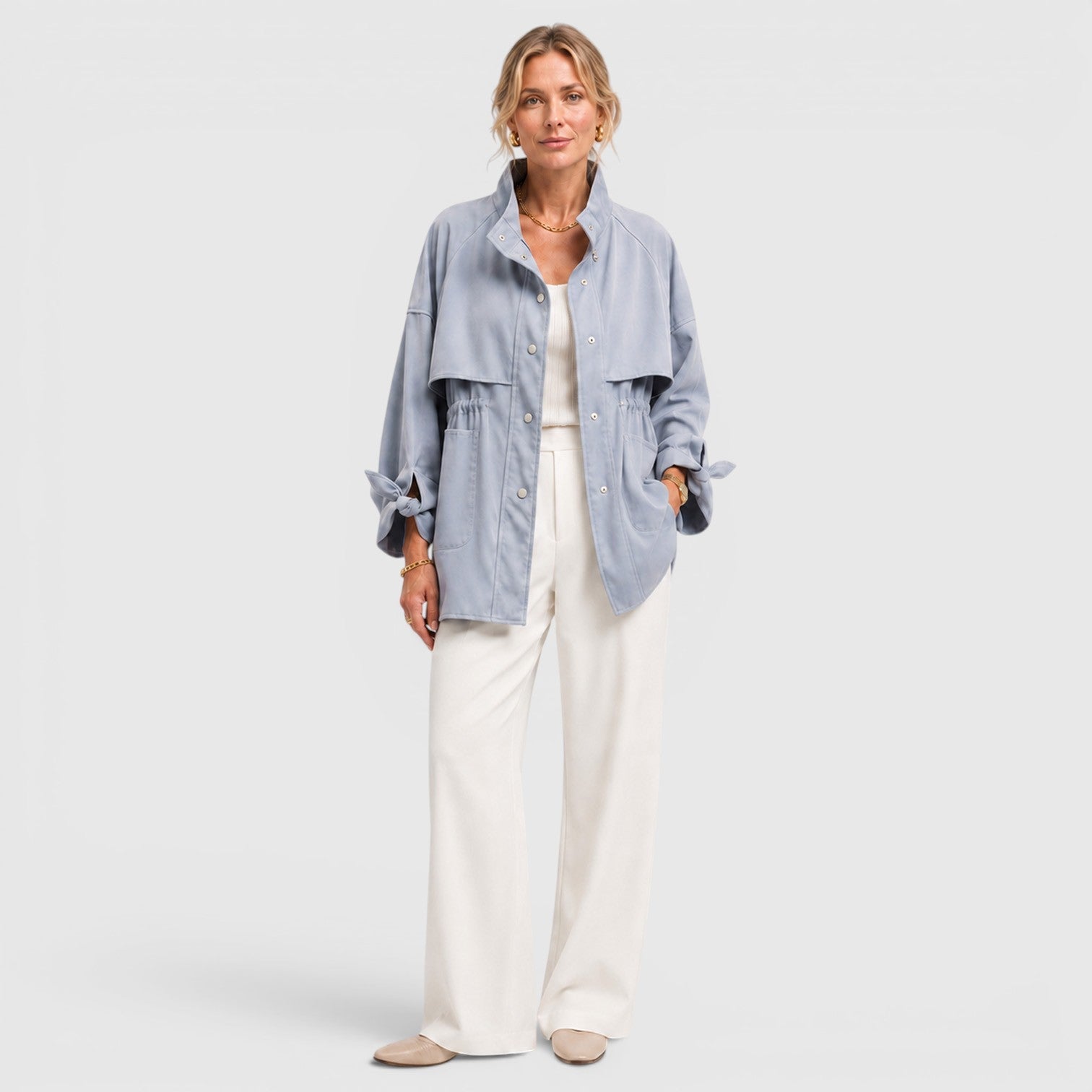 Women's Mid Length Loose Fit Trench Coat