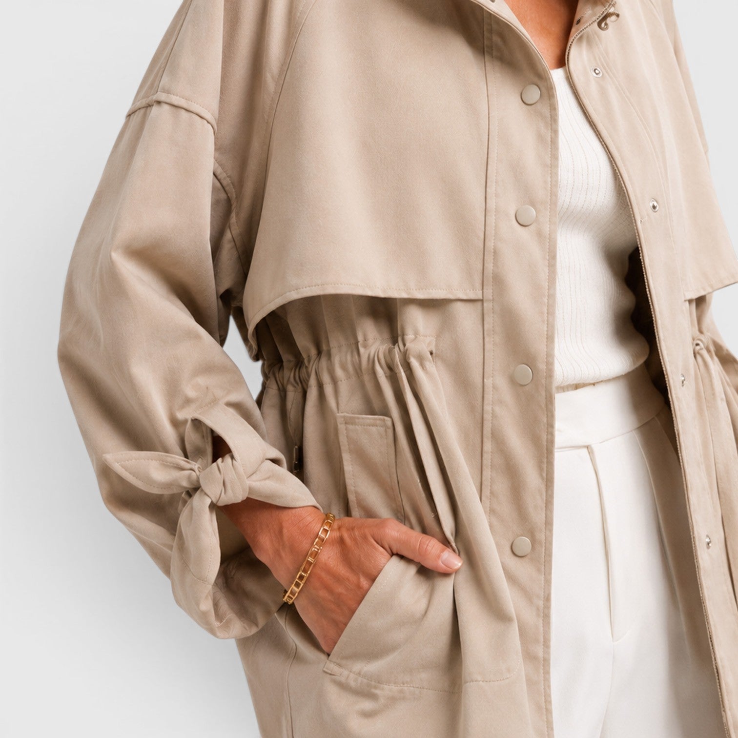 Women's Mid Length Loose Fit Trench Coat