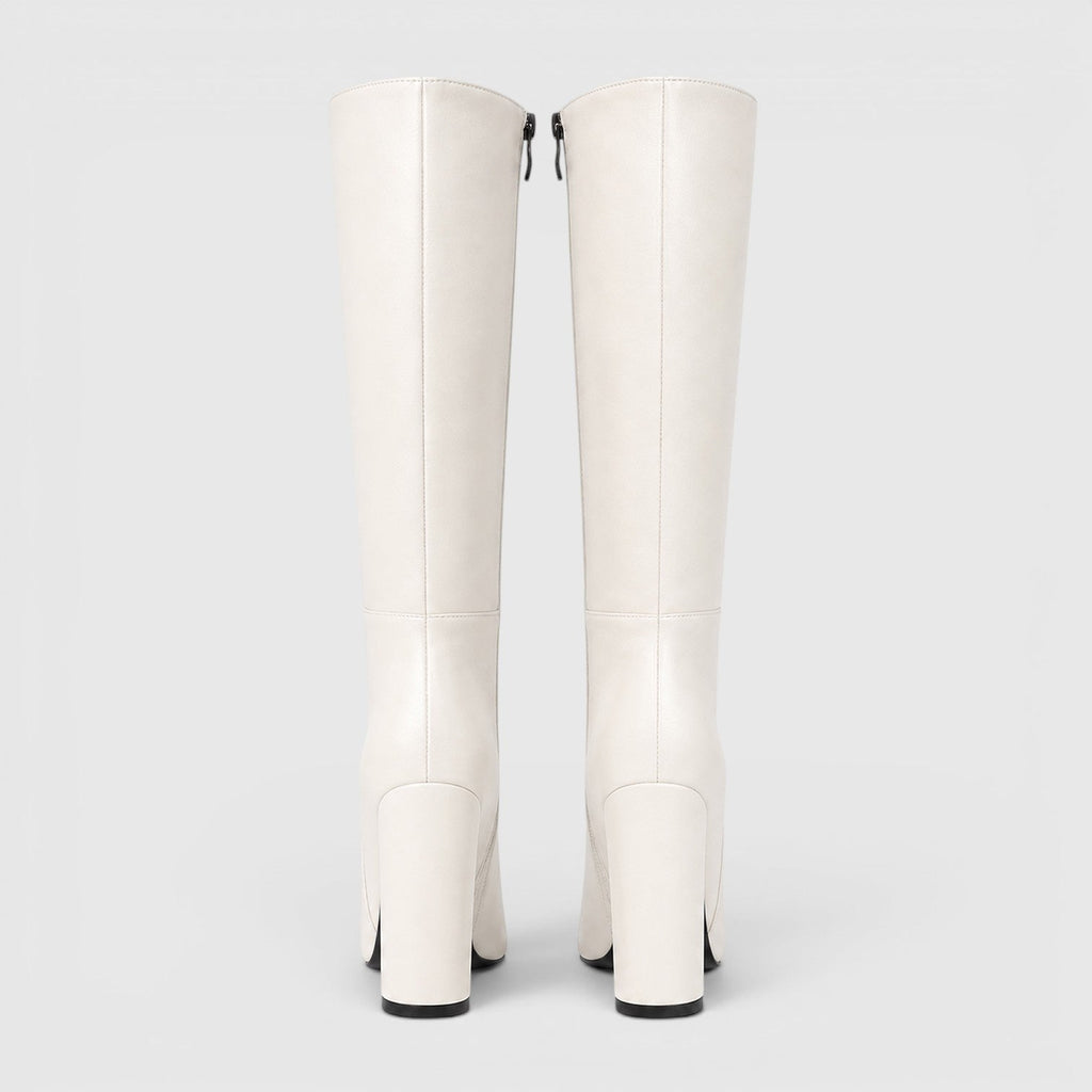 Women's Pointed Toe Chunky Heel Knee Boots