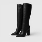 Women's Pointed Toe Chunky Heel Knee Boots