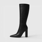 Women's Pointed Toe Chunky Heel Knee Boots