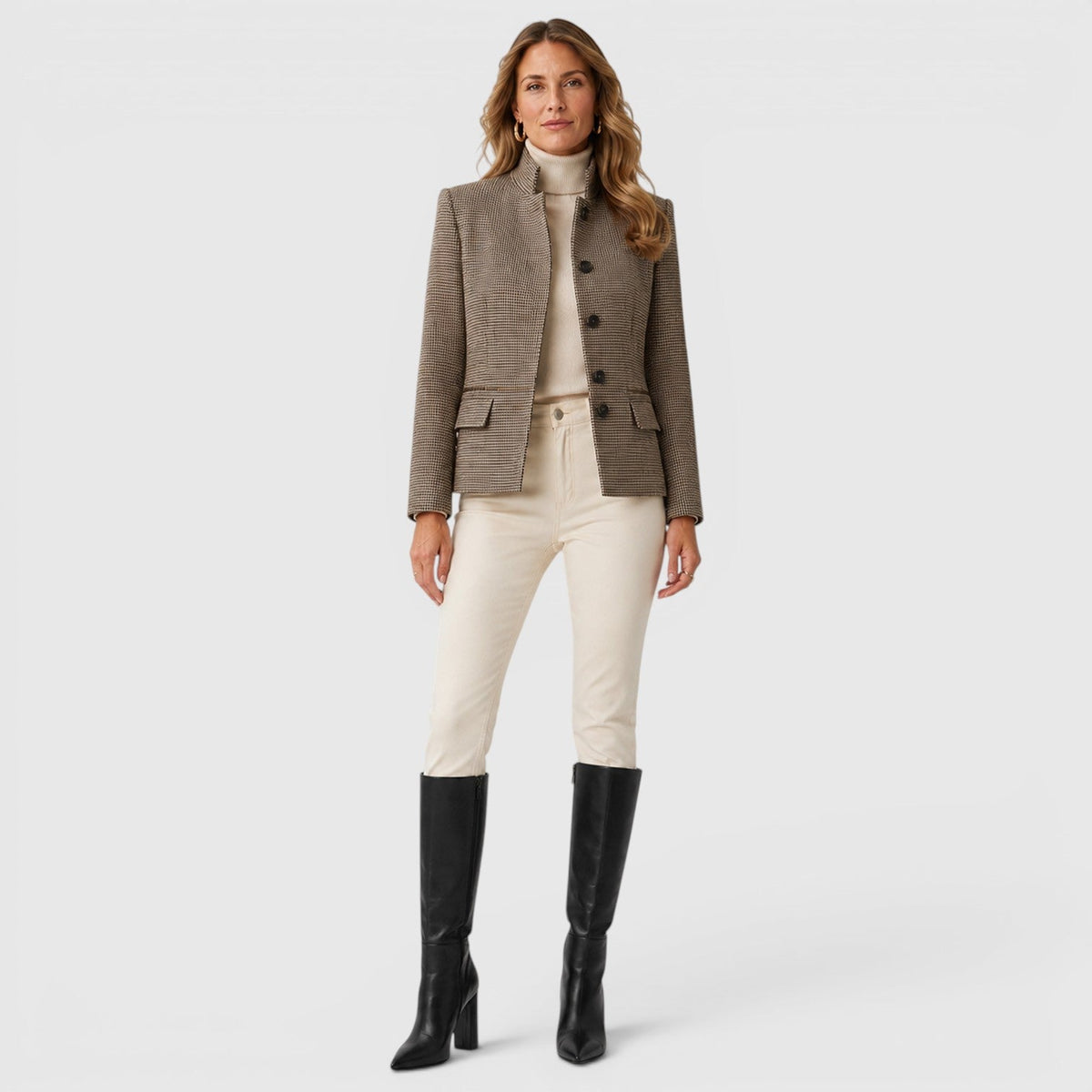 Women's Pointed Toe Chunky Heel Knee Boots