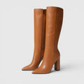 Women's Pointed Toe Chunky Heel Knee Boots