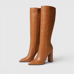 Women's Pointed Toe Chunky Heel Knee Boots
