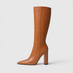 Women's Pointed Toe Chunky Heel Knee Boots