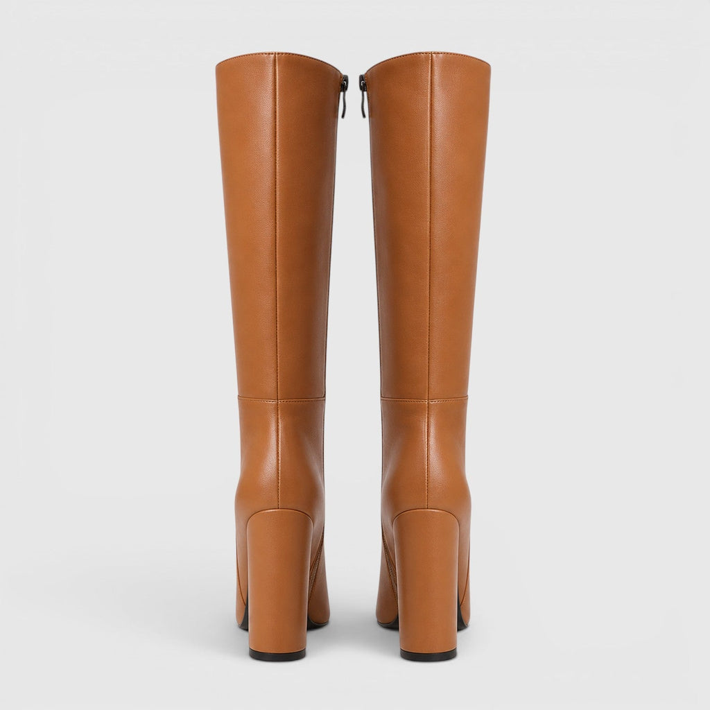 Women's Pointed Toe Chunky Heel Knee Boots