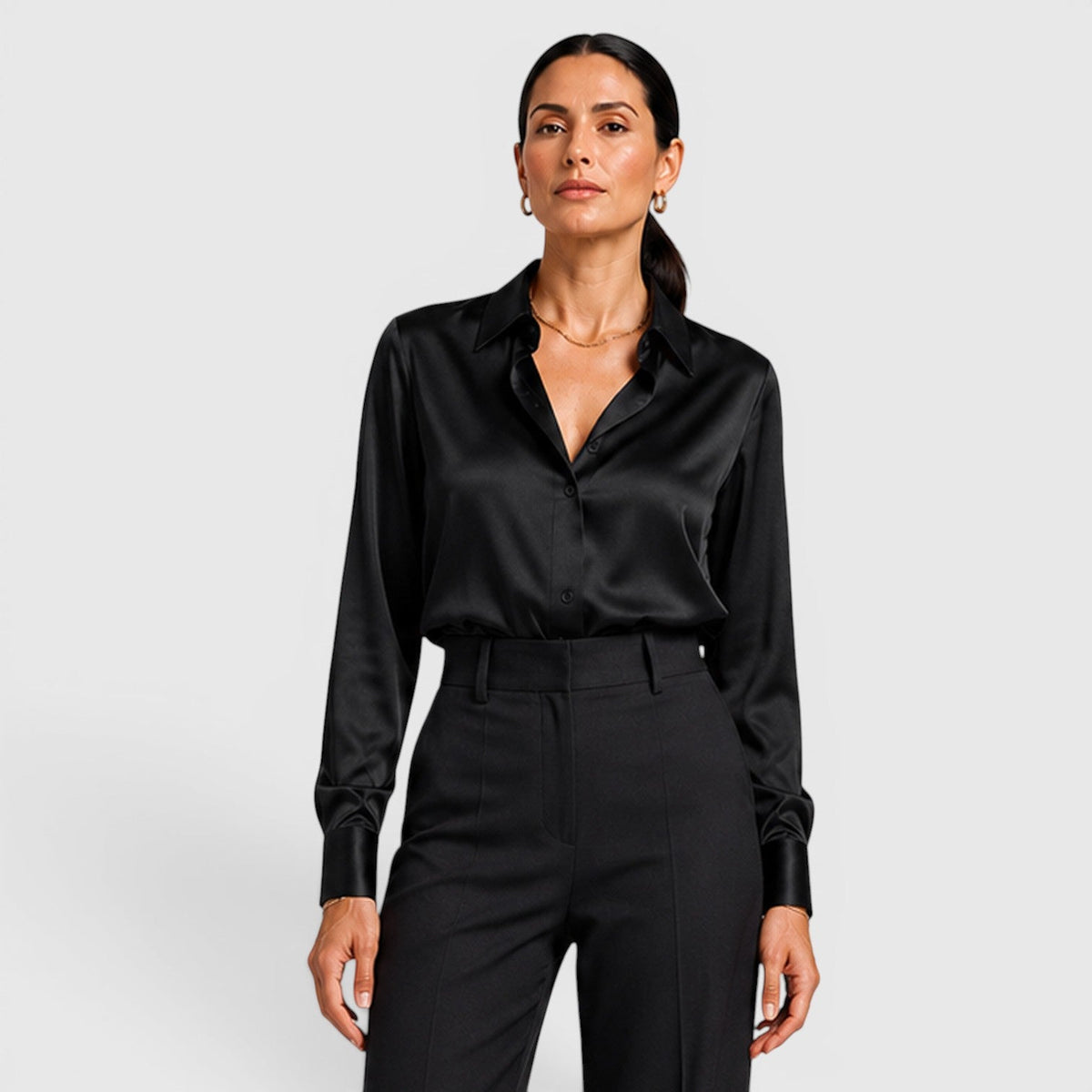Women's Satin Collared Blouse for Everyday Elegance