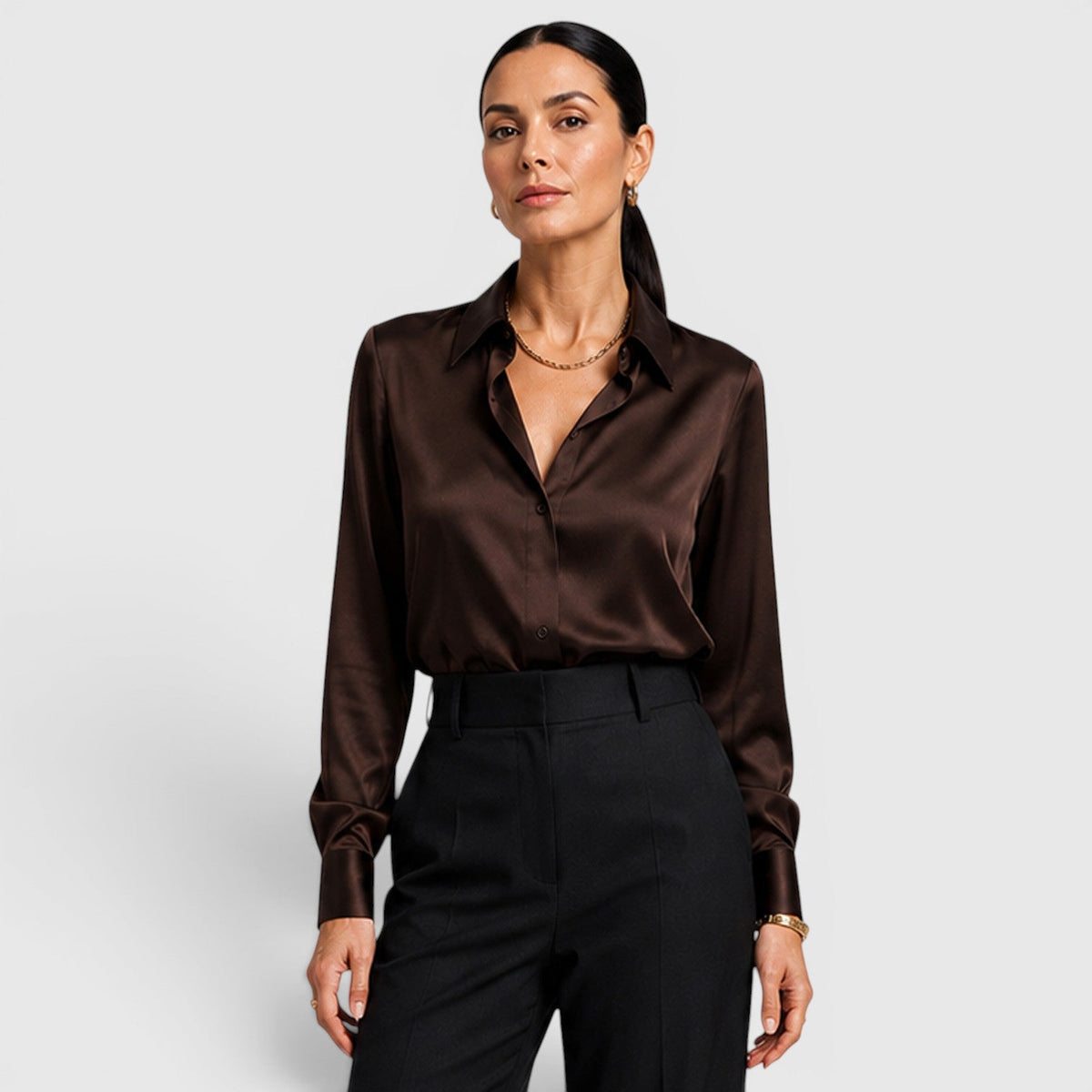 Women's Satin Collared Blouse for Everyday Elegance