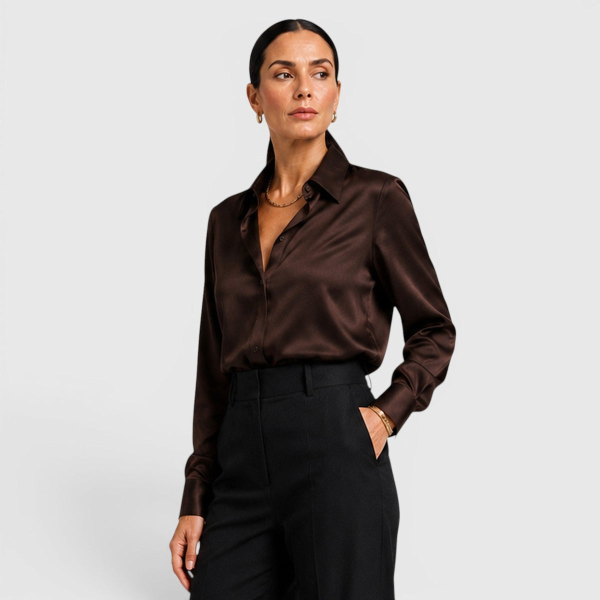 Women's Satin Collared Blouse for Everyday Elegance
