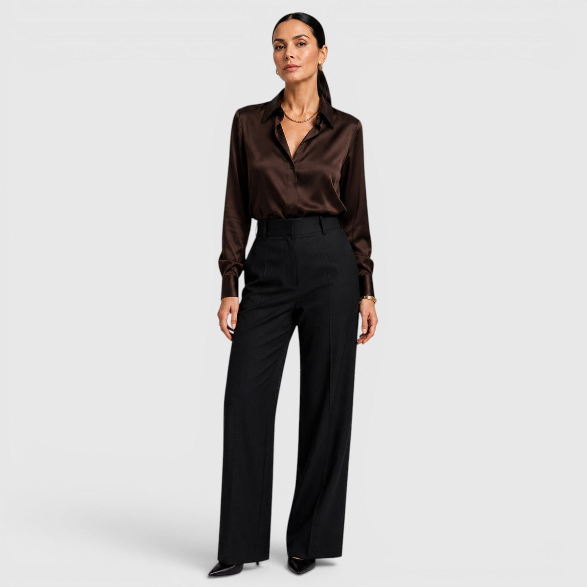 Women's Satin Collared Blouse for Everyday Elegance