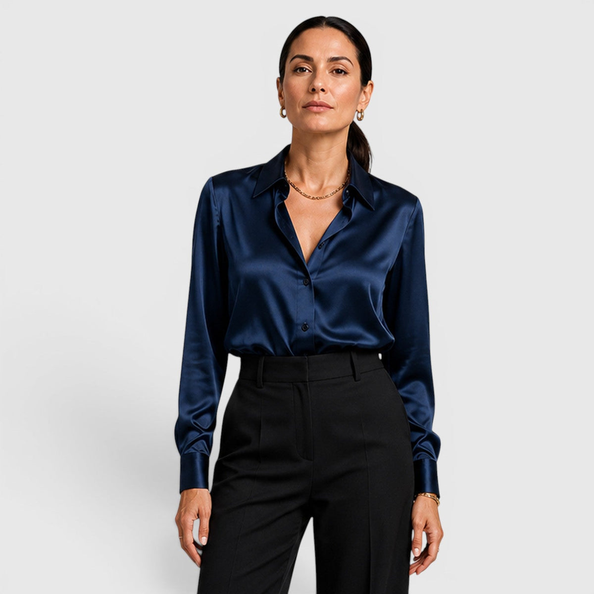 Women's Satin Collared Blouse for Everyday Elegance