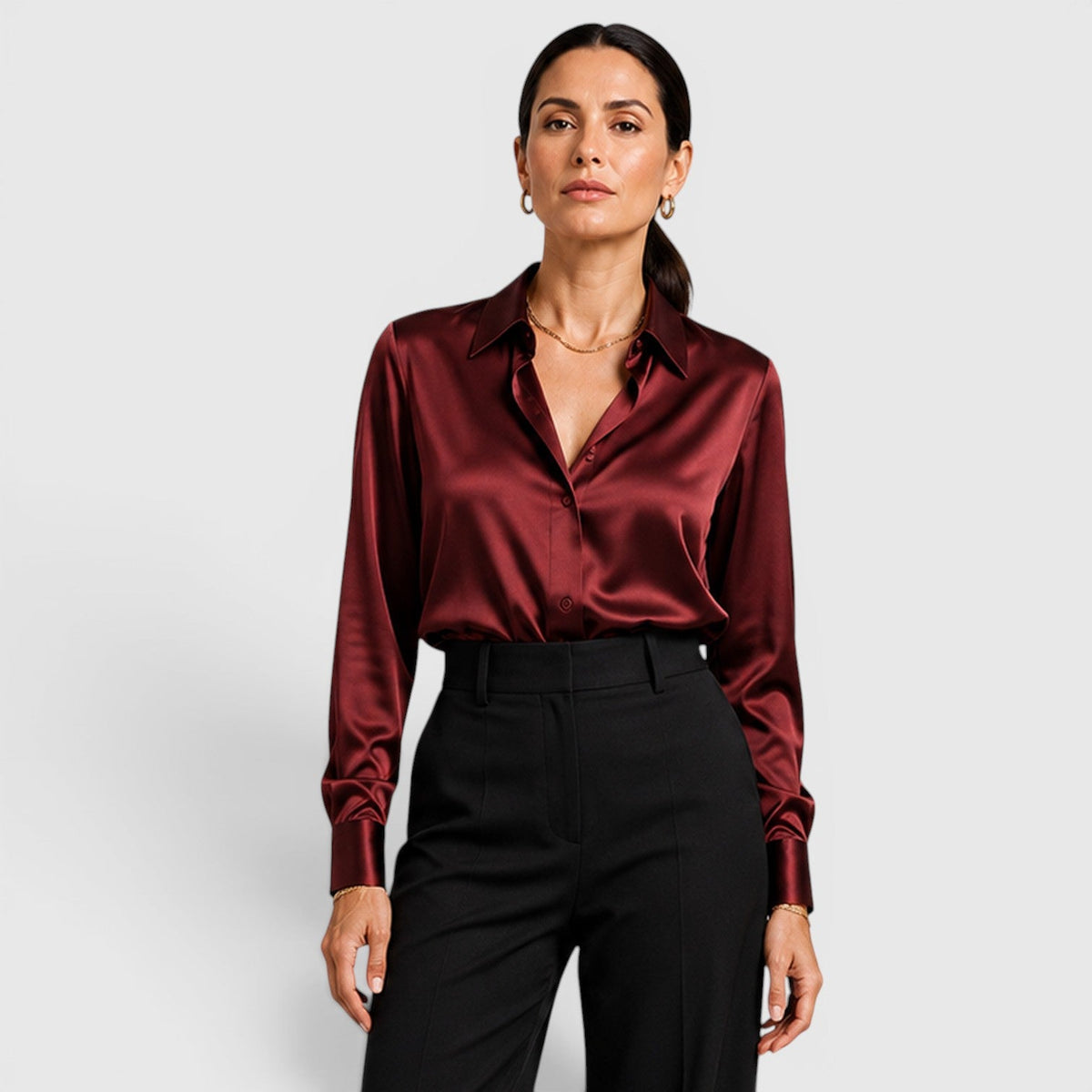 Women's Satin Collared Blouse for Everyday Elegance