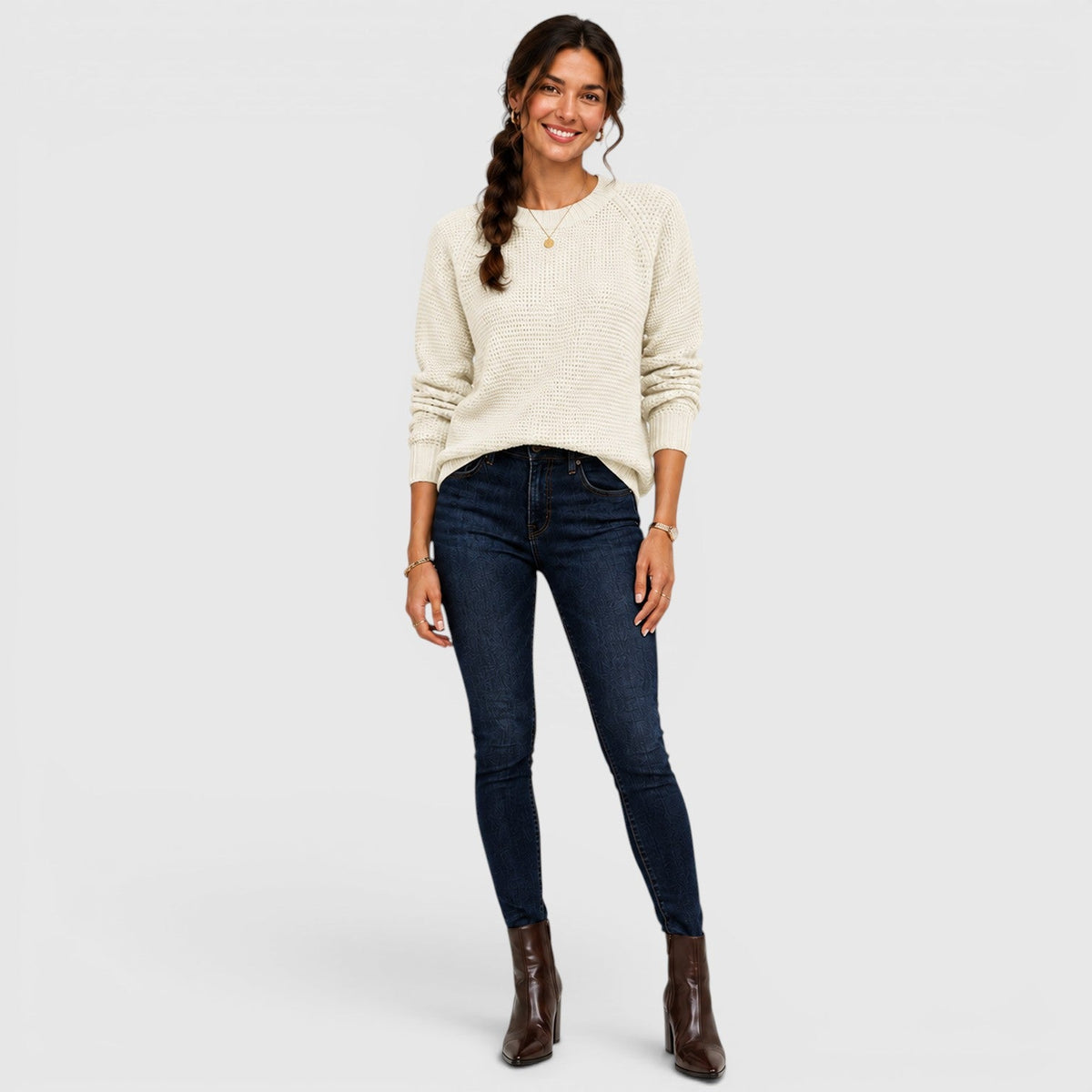 Women's Soft Chenille Crew Neck Jumper for Work