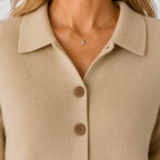 Women's Collared Knit Cardigan Button-Up Style