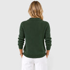 Women's Collared Knit Cardigan Button-Up Style