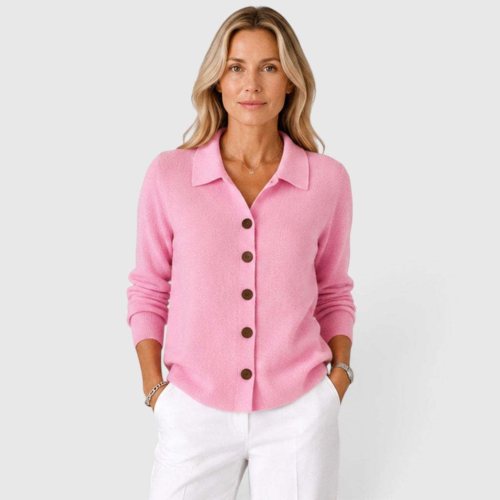 Women's Collared Knit Cardigan Button-Up Style