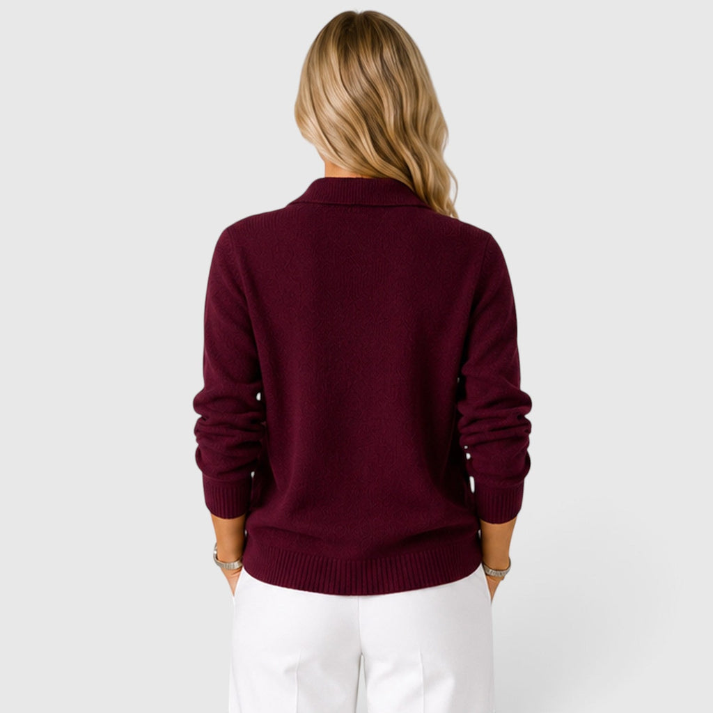 Women's Collared Knit Cardigan Button-Up Style