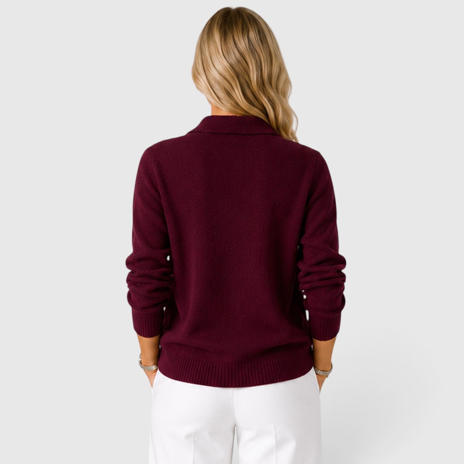Women's Collared Knit Cardigan Button-Up Style