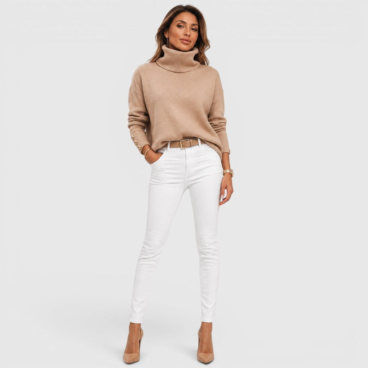 Women's Soft Knit Roll Neck Jumper