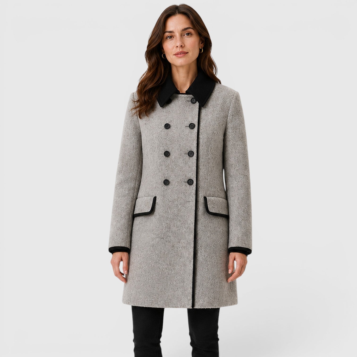 Women's Warm Loose Fit Long Sleeve Wool Coat