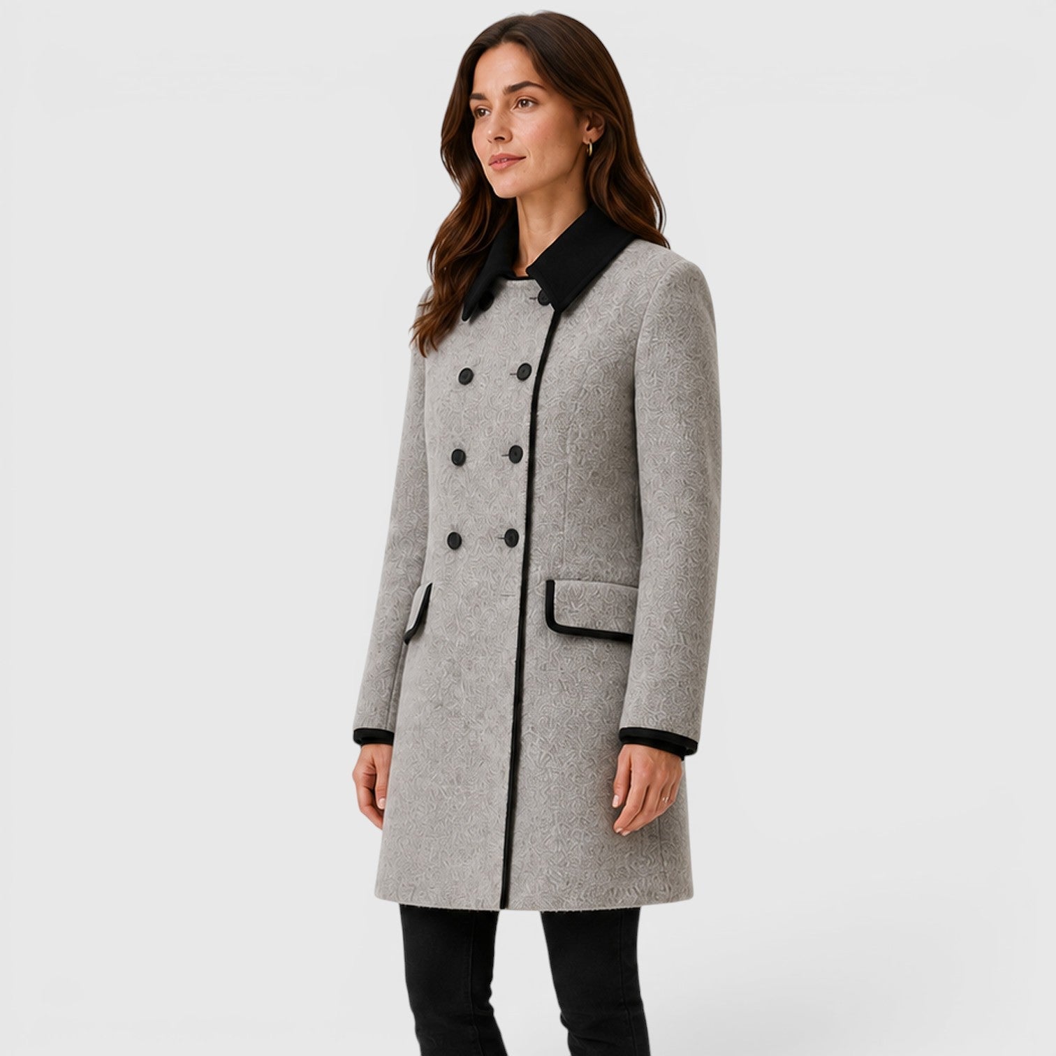 Women's Warm Loose Fit Long Sleeve Wool Coat