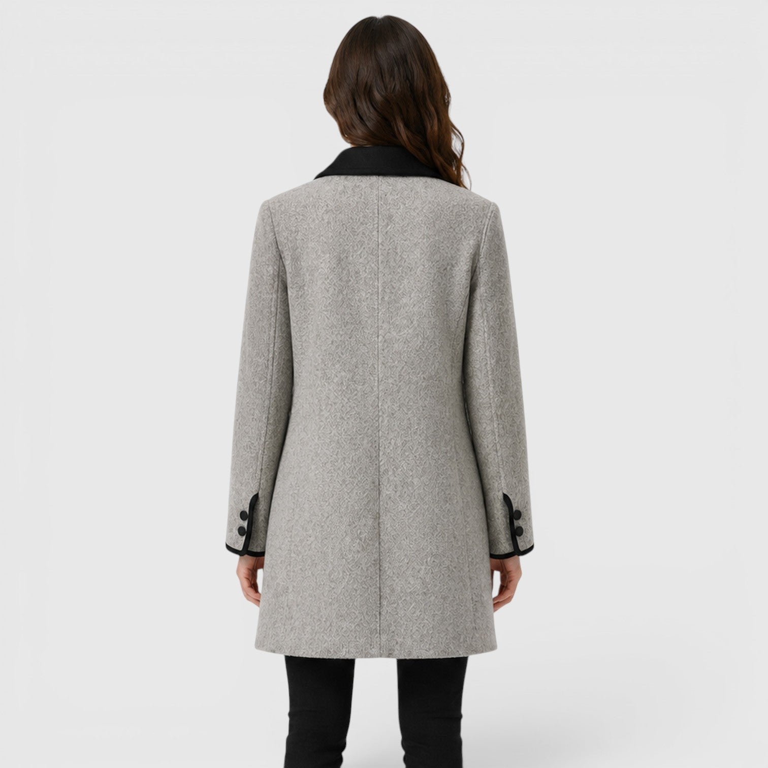 Women's Warm Loose Fit Long Sleeve Wool Coat