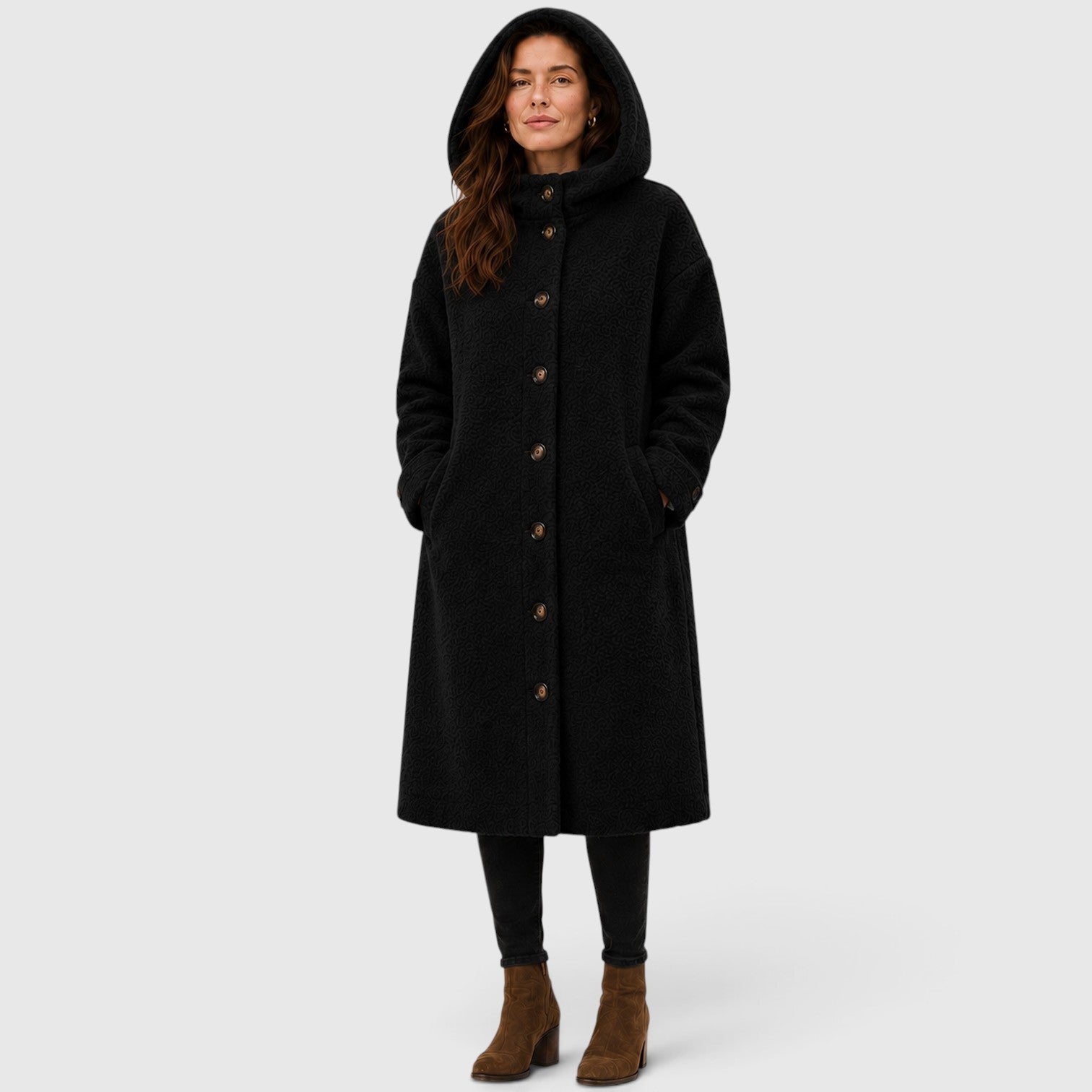 Women's Tweed Wool Coat for Smart Casual Wear