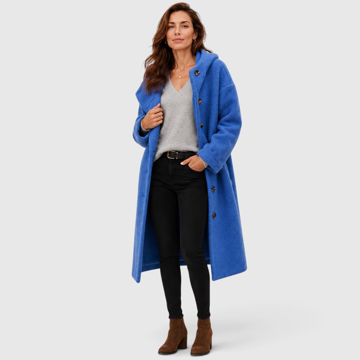 Women's Tweed Wool Coat for Smart Casual Wear