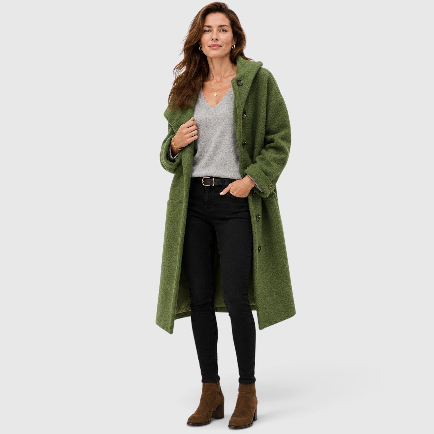 Women's Tweed Wool Coat for Smart Casual Wear
