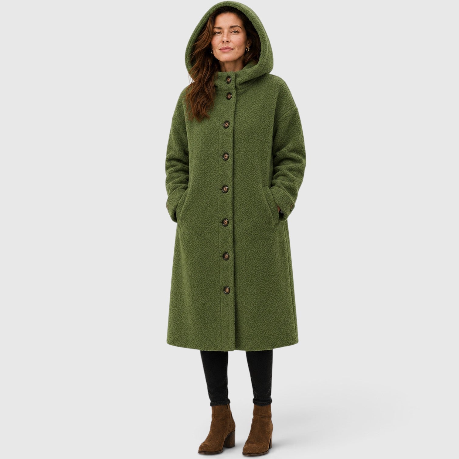 Women's Tweed Wool Coat for Smart Casual Wear