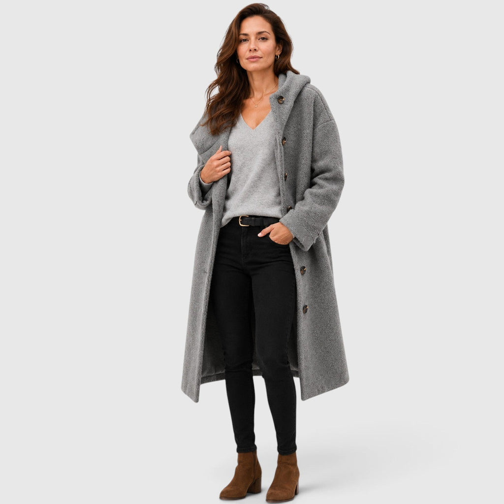 Women's Tweed Wool Coat for Smart Casual Wear
