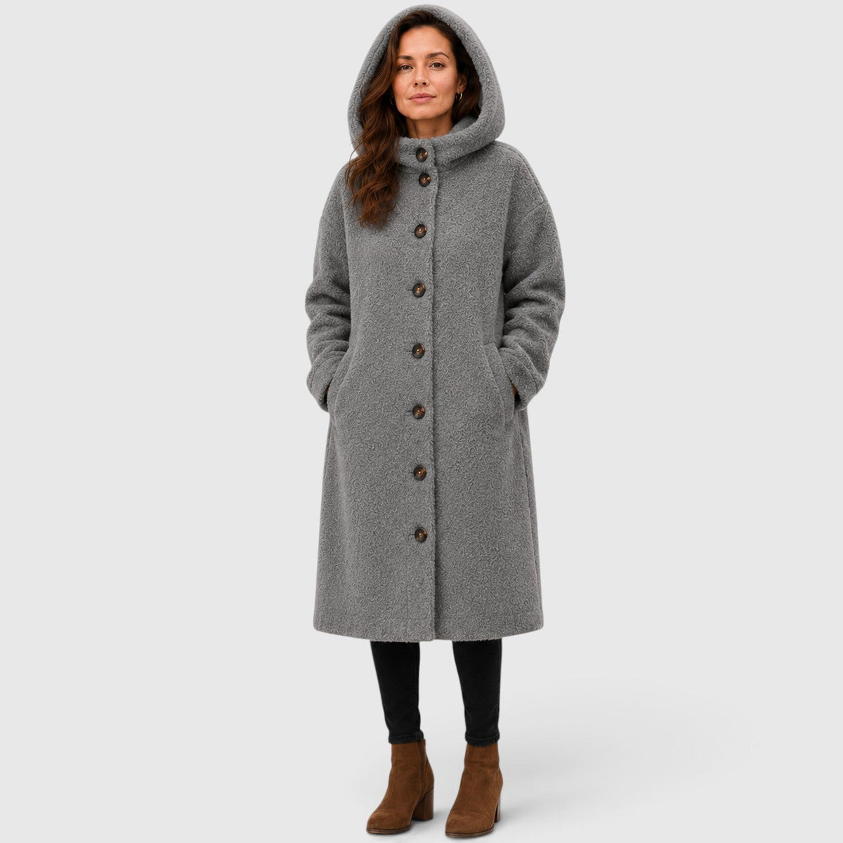 Women's Tweed Wool Coat for Smart Casual Wear