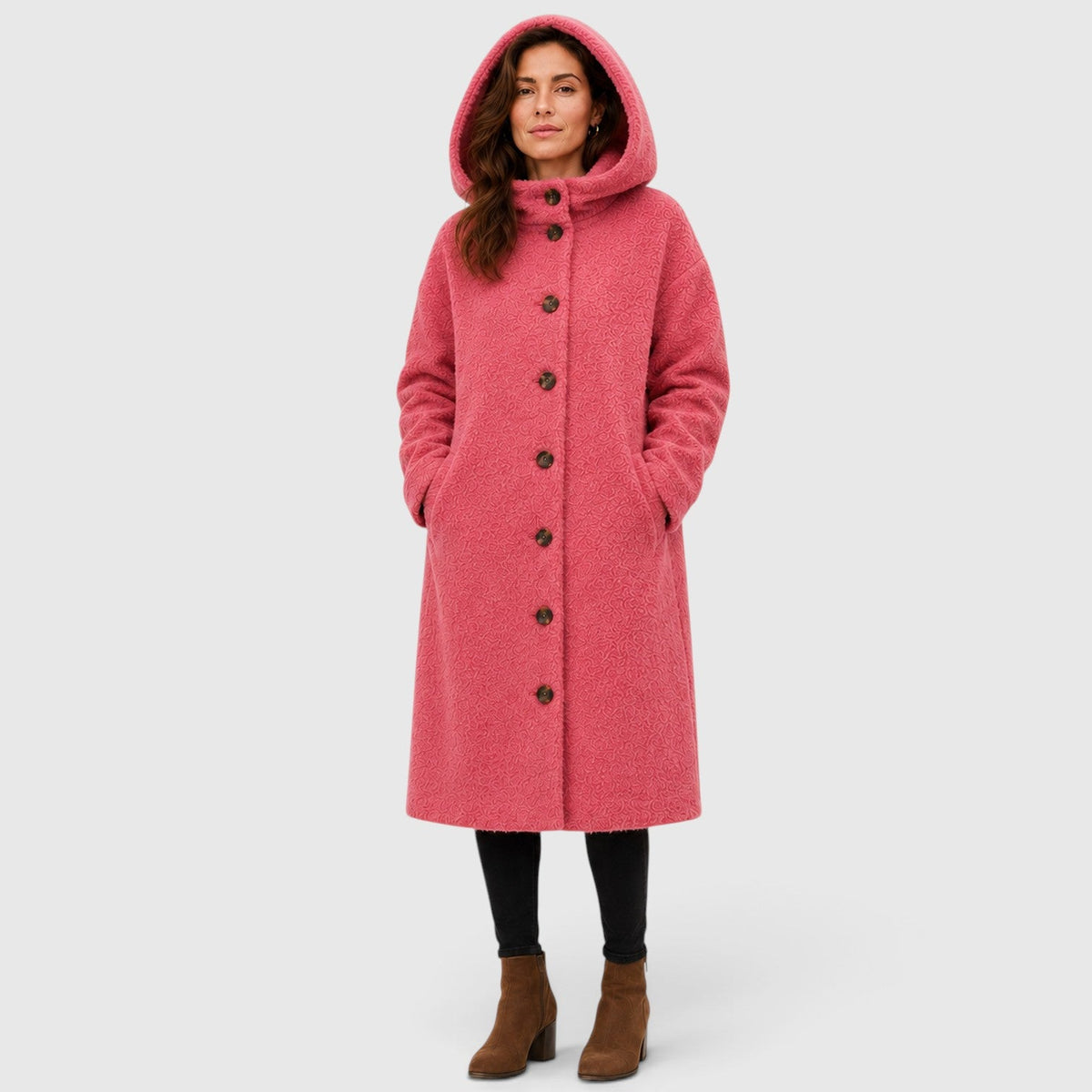 Women's Tweed Wool Coat for Smart Casual Wear