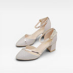 Women's Block Heel Ankle Strap Wedding Pumps