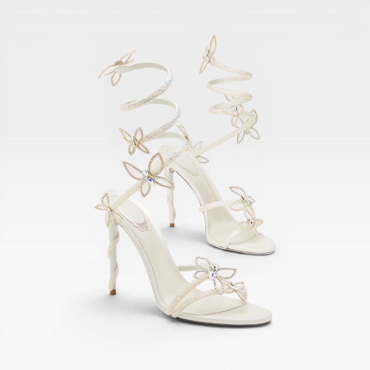 Women's Crystal Butterfly Spiral Heel Sandals