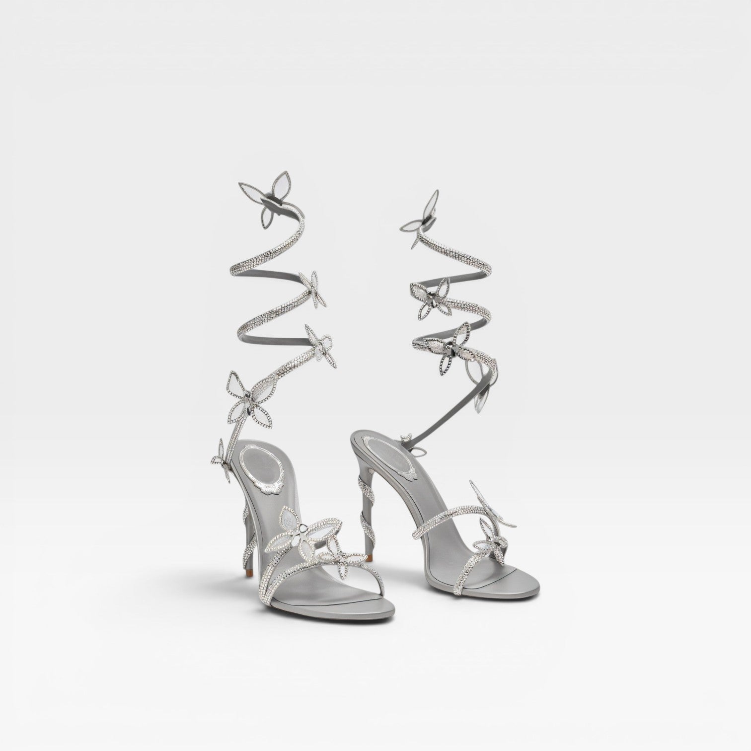 Women's Crystal Butterfly Spiral Heel Sandals