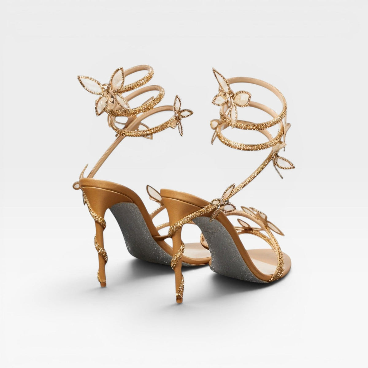 Women's Crystal Butterfly Spiral Heel Sandals