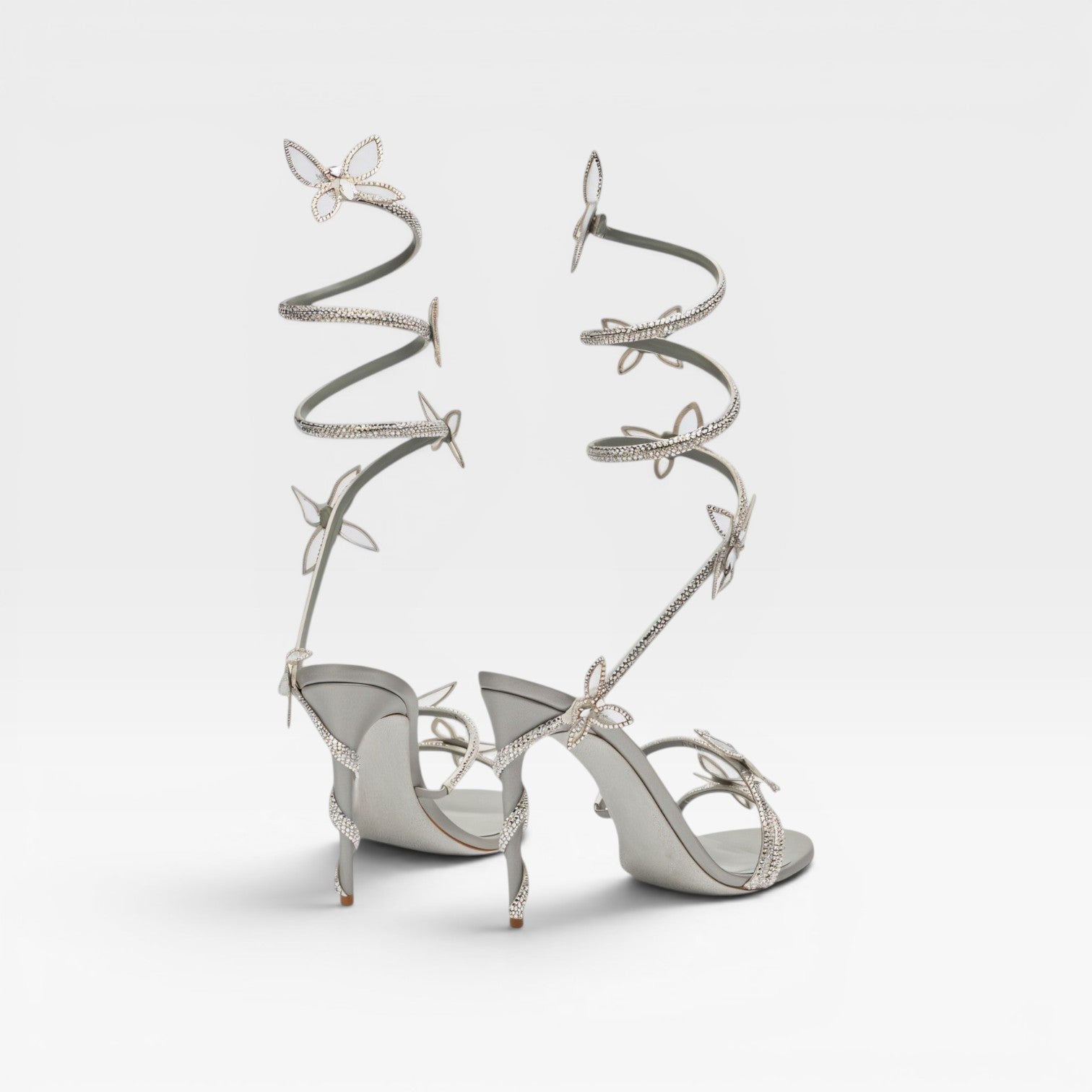 Women's Crystal Butterfly Spiral Heel Sandals