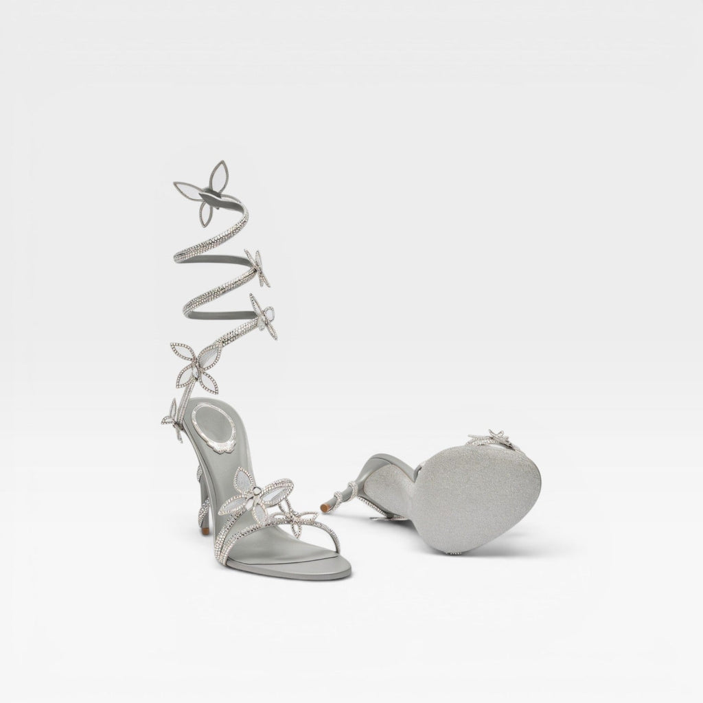 Women's Crystal Butterfly Spiral Heel Sandals