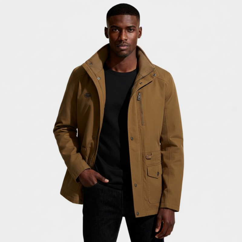 Stand Collar Multi-Pocket Field Jacket Regular Fit for Men