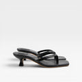 Women's Leather Thong Kitten-Heel Mules