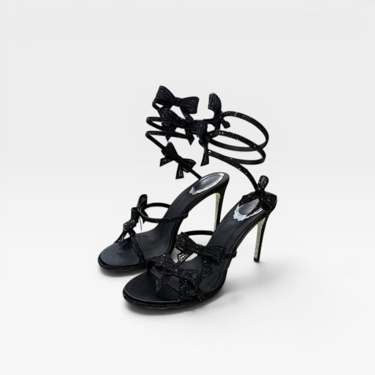 Women's Crystal Bow Ankle Wrap Sandals