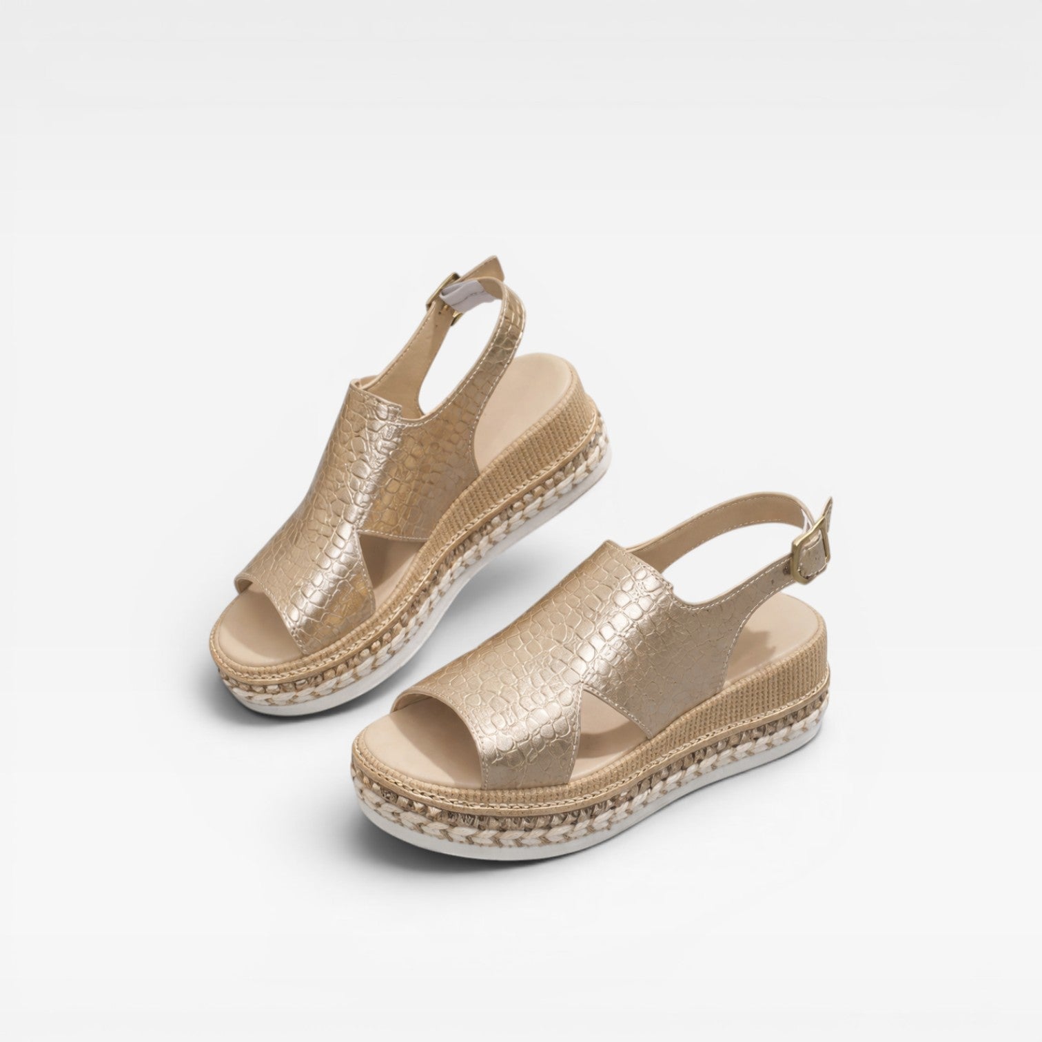 Women's Woven Platform Espadrille Sandals with Ankle Strap
