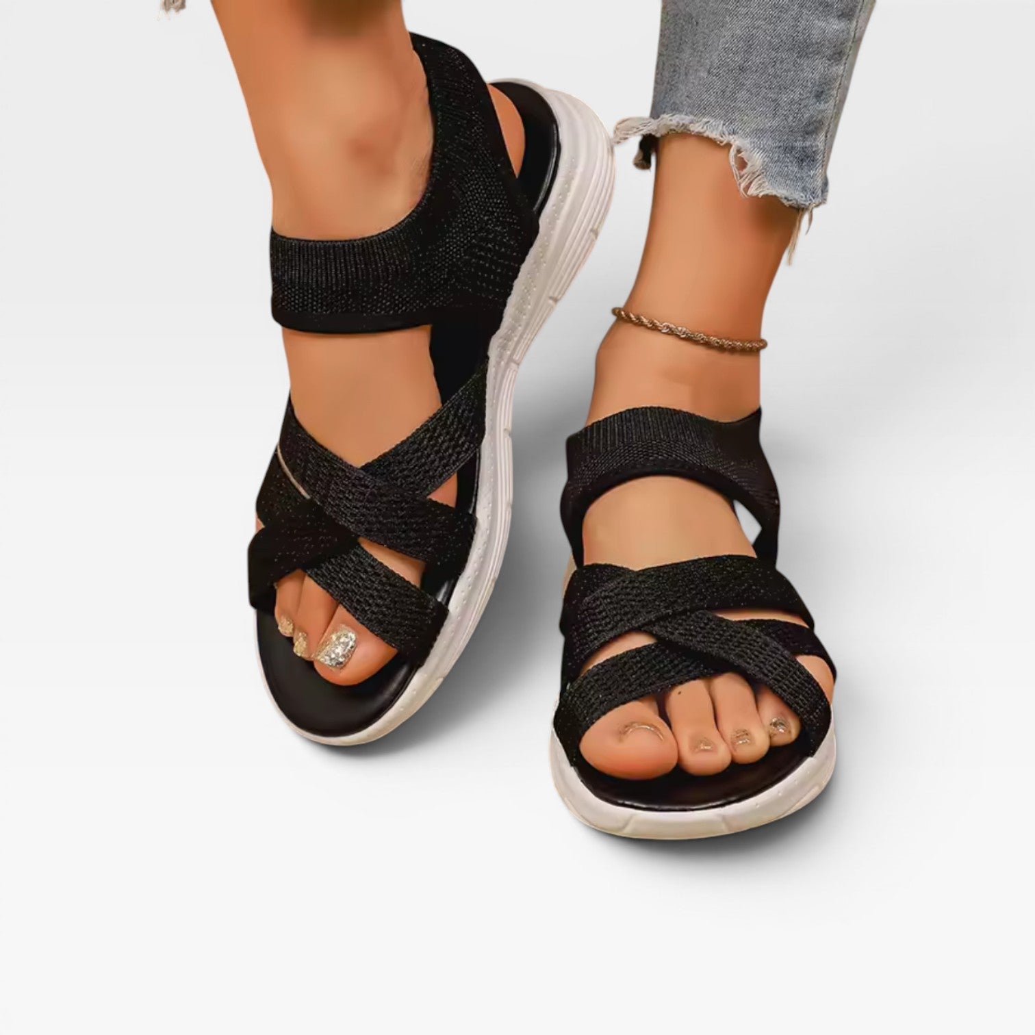 Women's Cushioned Cross-Strap Walking Sandals